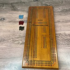 Vintage Drueke Cribbagemaster No 1950 Wood Board Game 3 Track Brown Michigan picture