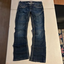 2000’s low rise y2k ReRock for Express Barely Bootcut Jeans Dark Wash Size picture
