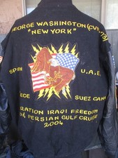 Vtg 2003 USS George Washington, CVN-73, US Navy Ship Tour, Deck Jacket, Patches picture