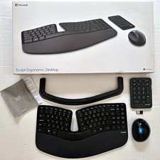 Microsoft Sculpt Ergonomic Desktop L5V-00001 Wireless Keyboard Mouse USB Dongle picture