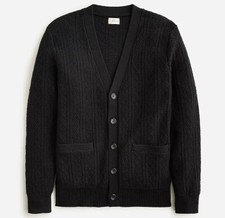 NWT J Crew Heritage Cotton Pointelle-Stitch Button Cardigan Black Sweater picture