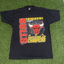 Vintage 1991 Chicago Bulls NBA World Champions T Shirt Mens XL Black USA- Gem🔥 picture