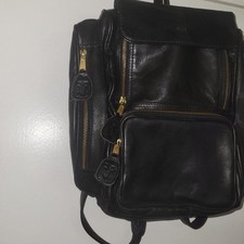 Vintage Frye Black Leather Backpack Multi Pocket Brass Hardware Rare Unisex picture