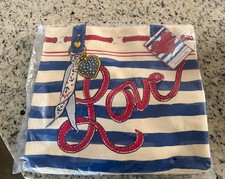 Brighton Striped Love Canvas Tote Bag NWT D30346 Brand New Sealed picture