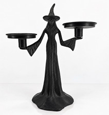 The Halloween Collection Witch Taper Pillar Candelabra Matte Black Aldi picture