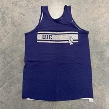 Vintage 70’s Champion UIC Reversible Tank Top Shirt Blue & White Size L picture