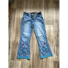 Mudd Flare Jeans Women 11 Blue Excellent Vintage Y2K Lace Up Embroidered Boho picture