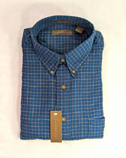 VTG Claybrooke Flannel Shirt Mens XL Blue Plaid Windowpane May Co NWT Deadstock picture