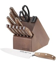 NEW Chicago Cutlery Triple Rivet 13-Piece Knife Block Set Walnut with Sharpener picture