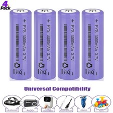 4PCS 3000mAh Button Top Battery Rechargeable 3.7V Li-ion for Torch Headlight picture