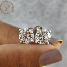 VS 1 Carat (ctw) Diamond Studs in 14k White Gold Lab Grown Diamond picture