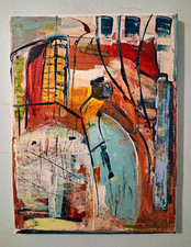 original abstract modern figure painting on canvas/panel unframed picture