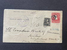 1905 Registered Cover Waltham MA to Nova Scotia Canada 2c Washington picture