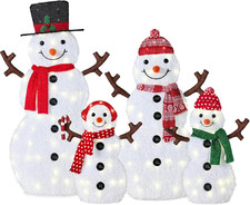 Best Choice Products 4Ft 4-Piece 2D Lighted Christmas Snowman Family Set, Large picture