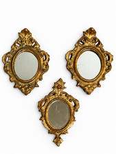 3 Vtg Italian Florentia Ornate Gold Wall Mirrors Stamped Italy Style 6943/1 & 95 picture