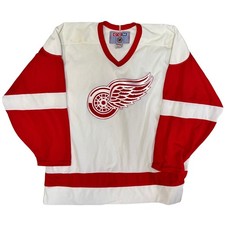 Vintage CCM Detroit Red Wings Jersey Mens XL White Red NHL Hockey Stitched picture