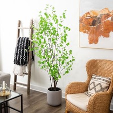 7’ Artificial Enkianthus Tree with Stone Planter Home Decor. Retail $549 picture
