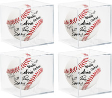 4 Pack Acrylic Baseball Case for Display, UV Protected Baseball Display Cube, Au picture