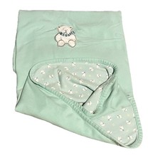 Vintage 1998 Gymboree Baby Lovey Mint Green Blanket White Polar Bear With Scarf picture
