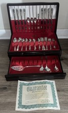 AUTHENTIC WM ROGERS SILVERPLATED 66 PIECE DINNER SET FLATWARE SILVERWARE w/ Case picture