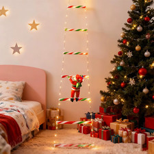 Hanging Santa Claus Climbing Ladder LED Light String Decor picture
