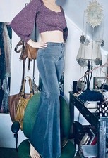 Free People Skinny Huge Bells Bellbottoms Gray Size 24 Women picture