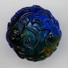 Tittot Liuli Art Glass Koi Fish Paperweight Cobalt Blue Oxide 2002 Signed Number picture