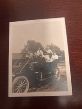 Antique c1910 Photo Brass Era Touring Car Family Early Automobile 3.5x4.5 picture