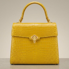 KWANPEN Yellow Genuine Crocodile Bag Gold Alligator Latch CITES Strap Receipt⁠ picture