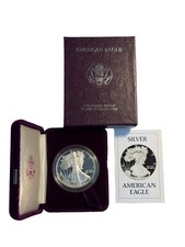 1986 S American Silver Eagle Choice Proof Bullion $1 Coin OGP COA picture