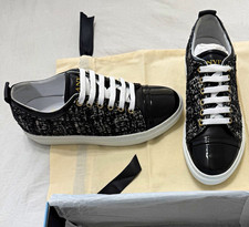 Lanvin Low Sneaker Black/White Tweed Low Top Lace-Up Sneakers w/ Box picture