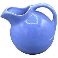 Vintage Pottery Tilted Homer Laughlin Fiesta Water Pitcher Ice Lip Blue American picture