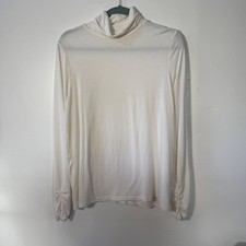Chico's Women Cream Rayon Spandex Long Sleeve Top Ruched Cuff Large 2 picture