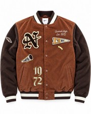 Nike Swoosh High 1972 Varsity Jacket Men XL Brown FQ6159-256 Y2K picture