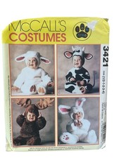 McCALL'S 3421 Toddlers Animal Costume Lamb Bunny Cow Moose 1/2-4 UNCUT FF picture