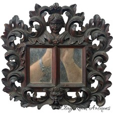 Antique Carved victorian  Baroque Wall Mirror Figural Cherub Mask Acanthus Frame picture