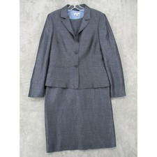 Santorelli Jacket Dress Suit Women 10 Erika Luna Linen Blend Quiet Luxury Blue picture