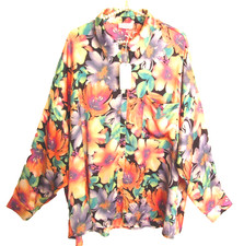 NWT Emily Wonder Multicolor Floral 3/4 Sleeve Hi-Low Satin Look Top Blouse 2X picture