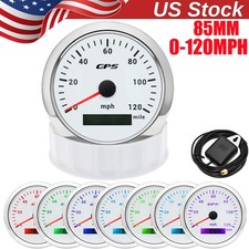 85mm White GPS Speedometer 0-120MPH Gauge Waterproof for Motorcycles Boat Car US picture