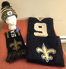 New Orleans Saints NFL Classic Black Drew Brees #9 XL Jersey Winter Package picture