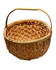 Lg Antique American Splint Gathering Basket Primitive Harvest Farmhouse 16