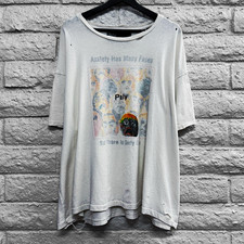 Paly Men’s Anxiety T-Shirt White Crew Neck Short Sleeve XL Cotton USA picture