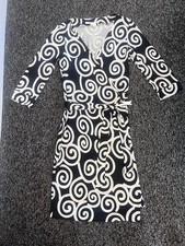 Diane von Furstenberg DVF New Julian Two Silk Wrap Dress Black Cream picture