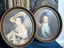 Pair of Antique Oval Framed French Portrait Prints After François-Hubert Drouais picture