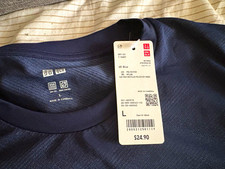 Uniqlo DRY-EX Men’s Blue Solid Crew Neck Short Sleeve T-Shirt L picture