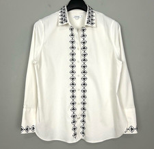 Chico’s No Iron Stretch Embroidered Shirt Women’s Size L Button Front Classic picture