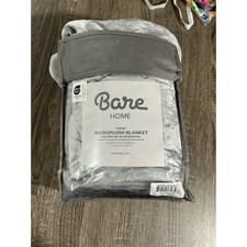 Bare Home Throw Blanket Ultra-Soft Microplush Fleece Gray Solid picture
