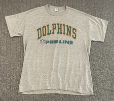 Vintage 1995 Miami Dolphins T Shirt Mens XL Gray Russell Pro Line Single Stitch picture