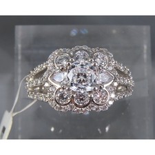 New JTV BELLA LUCE Cocktail Ring SlMULATED DlAMOND Sterling Silver CLUSTER sz 7 picture