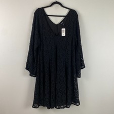 Torrid Mini Lace Bell Trapeze Dress Size 3X Black V Neck Whimsigoth picture